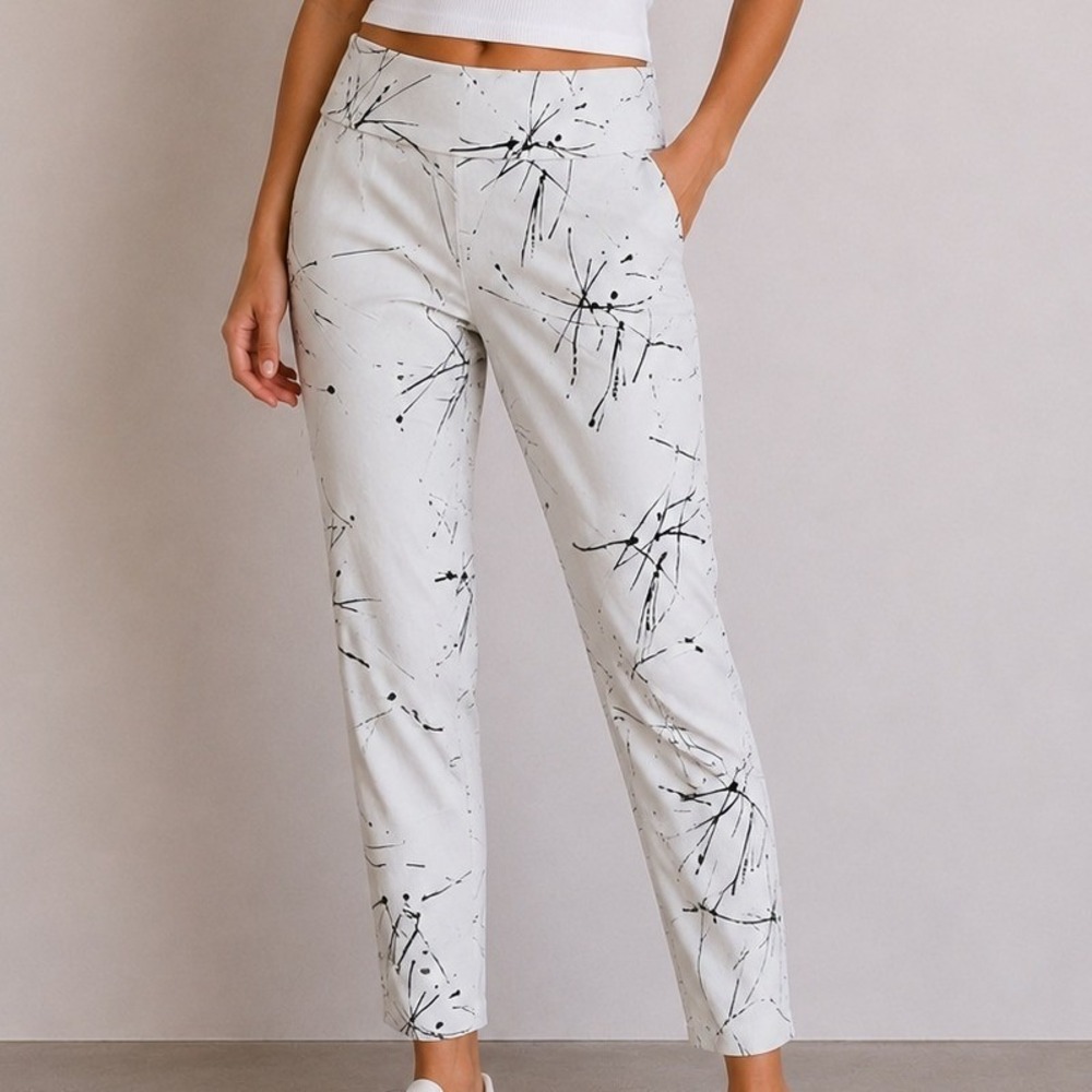 Krazy Larry Abstract Pull On Ankle Pants Artsy Contemporary Avant Garde Career